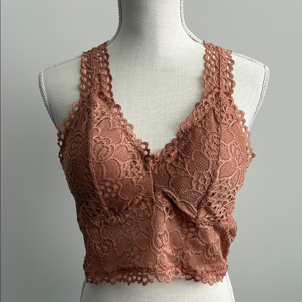 NWT Women’s Lace Bralette Set Padded Very Soft Light Coral and Olive XL - Picture 4 of 15